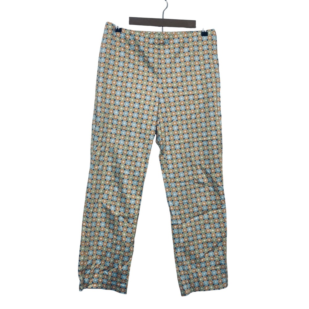 Sigrid Olsen Sport Women Geometric Print Straight Leg Pants Size 8 Retro Mod‎